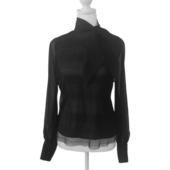 Black Long Sleeve Crew Neck Blouse xtra small - Picture 1 of 8